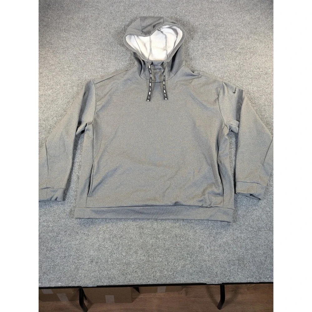 Nike Mens Therma-FIT Hoodie Gray Fleece Pullover Training Sweatshirt Large #2354